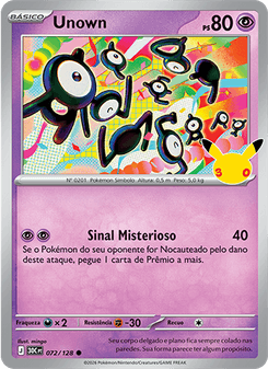 Carta Pokémon Unown 30C 072/128 da coleção 30th Celebration