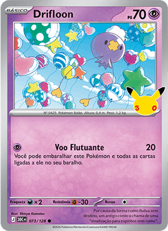 Carta Pokémon Drifloon 30C 073/128 da coleção 30th Celebration