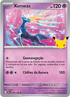 Carta Pokémon Xerneas 30C 076/128 da coleção 30th Celebration