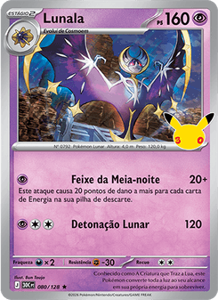 Carta Pokémon Lunala 30C 080/128 da coleção 30th Celebration