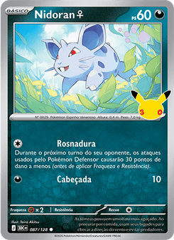 Carta Pokémon Nidoran♀ 30C 087/128 da coleção 30th Celebration
