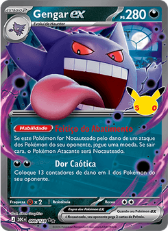 Carta Pokémon Gengar ex 30C 090/128 da coleção 30th Celebration