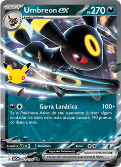 Carta Pokémon Umbreon ex 30C 092/128 da coleção 30th Celebration