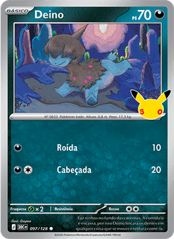Carta Pokémon Deino 30C 097/128 da coleção 30th Celebration