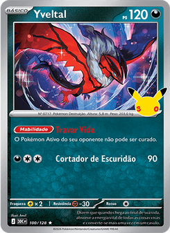 Carta Pokémon Yveltal 30C 100/128 da coleção 30th Celebration