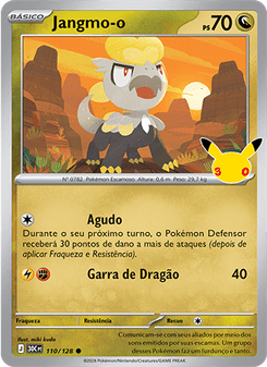 Carta Pokémon Jangmo-o 30C 110/128 da coleção 30th Celebration