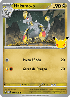 Carta Pokémon Hakamo-o 30C 111/128 da coleção 30th Celebration