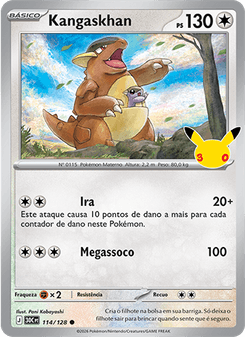 Carta Pokémon Kangaskhan 30C 114/128 da coleção 30th Celebration