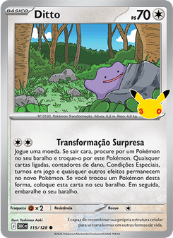 Carta Pokémon Ditto 30C 115/128 da coleção 30th Celebration