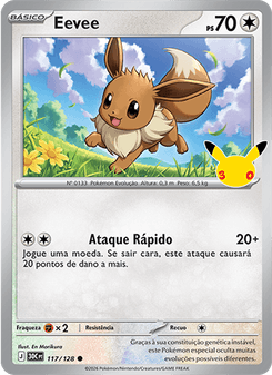 Carta Pokémon Eevee 30C 117/128 da coleção 30th Celebration
