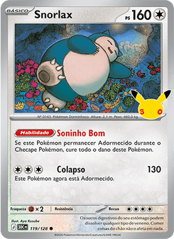 Carta Pokémon Snorlax 30C 119/128 da coleção 30th Celebration