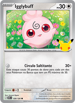 Carta Pokémon Igglybuff 30C 120/128 da coleção 30th Celebration