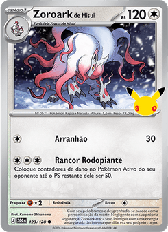 Carta Pokémon Hisuian Zoroark 30C 123/128 da coleção 30th Celebration