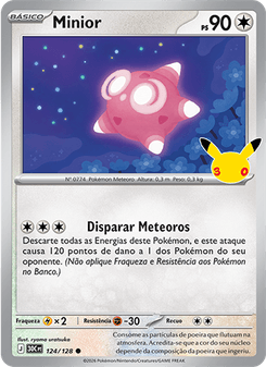 Carta Pokémon Minior 30C 124/128 da coleção 30th Celebration