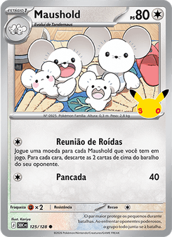 Carta Pokémon Maushold 30C 125/128 da coleção 30th Celebration
