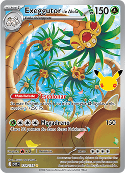 Carta Pokémon Alolan Exeggutor 30C 129/128 da coleção 30th Celebration