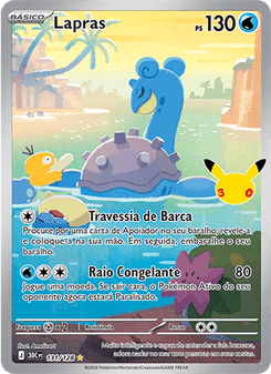 Carta Pokémon Lapras 30C 131/128 da coleção 30th Celebration