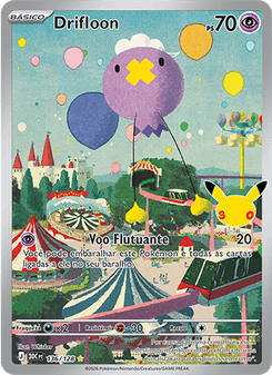 Carta Pokémon Drifloon 30C 136/128 da coleção 30th Celebration
