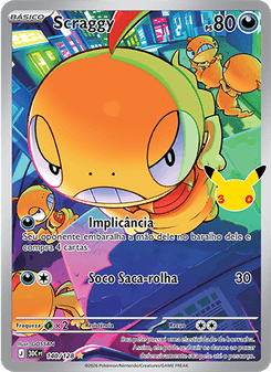 Carta Pokémon Scraggy 30C 140/128 da coleção 30th Celebration