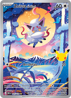 Carta Pokémon Hisuian Zorua 30C 145/128 da coleção 30th Celebration