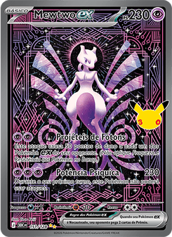 Carta Pokémon Mewtwo ex 30C 151/128 da coleção 30th Celebration