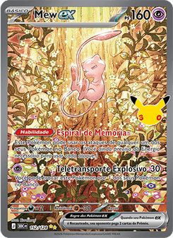 Carta Pokémon Mew ex 30C 152/128 da coleção 30th Celebration