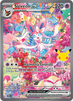 Carta Pokémon Sylveon ex 30C 153/128 da coleção 30th Celebration