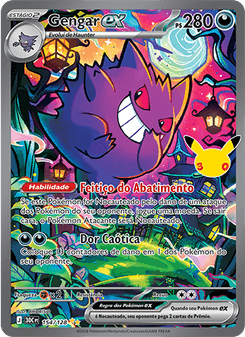 Carta Pokémon Gengar ex 30C 154/128 da coleção 30th Celebration
