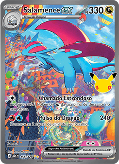 Carta Pokémon Salamence ex 30C 156/128 da coleção 30th Celebration
