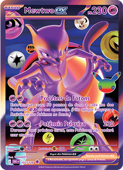 Carta Pokémon Mewtwo ex 30C 157/128 da coleção 30th Celebration