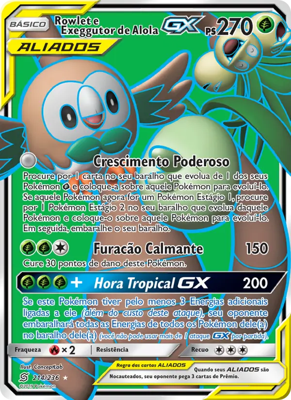 Rowlet e Exeggutor de Alola GX