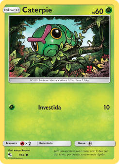 Carta Pokémon Caterpie HIF 001/068 da coleção Hidden Fates