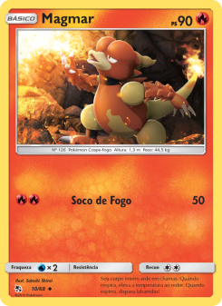 Carta Pokémon Magmar HIF 010/068 da coleção Hidden Fates