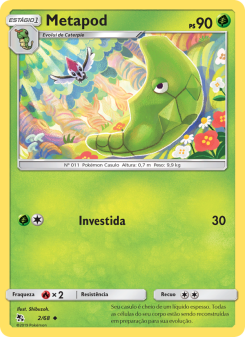 Carta Pokémon Metapod HIF 002/068 da coleção Hidden Fates