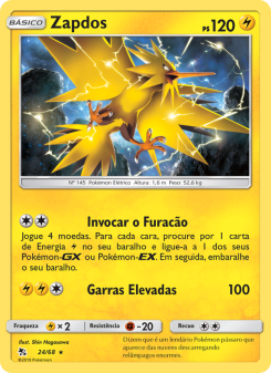 Carta Pokémon Zapdos HIF 024/068 da coleção Hidden Fates