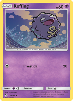 Carta Pokémon Koffing HIF 028/068 da coleção Hidden Fates