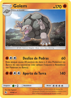 Carta Pokémon Golem HIF 035/068 da coleção Hidden Fates