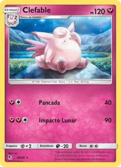 Carta Pokémon Clefable HIF 040/068 da coleção Hidden Fates