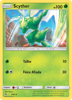 Carta Pokémon Scyther HIF 005/068 da coleção Hidden Fates