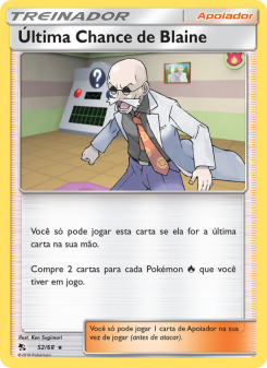 Carta Pokémon Blaine’s Last Stand HIF 052/068 da coleção Hidden Fates