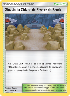 Carta Pokémon Brock’s Pewter City Gym HIF 054/068 da coleção Hidden Fates