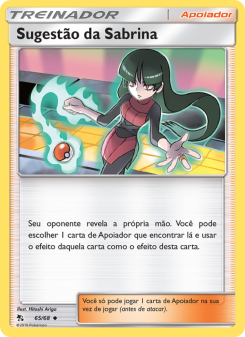 Carta Pokémon Sabrina’s Suggestion HIF 065/068 da coleção Hidden Fates