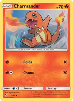 Carta Pokémon Charmander HIF 007/068 da coleção Hidden Fates