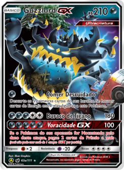 Carta Pokémon Guzzlord-GX CIN 63a/111 da coleção Crimson Invasion